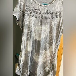 Affliction Gray Graphic Tee for Women